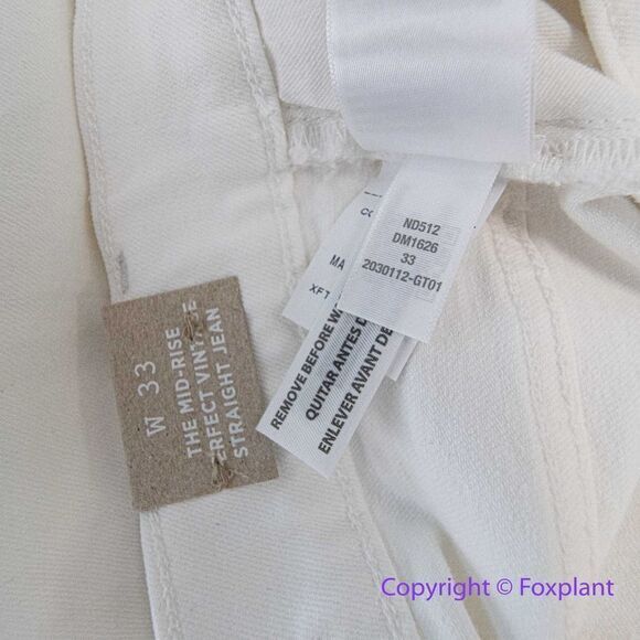 NEW Madewell‎ Mid-Rise Perfect Vintage Straight Jean in Tile White, 33 - Picture 15 of 16